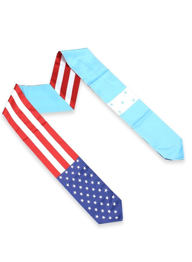LLBFHH USA And Honduras Flag Graduation Stole, Satin Embroidery Graduation Sash for International Students, 72 Inch Length. - Image 3